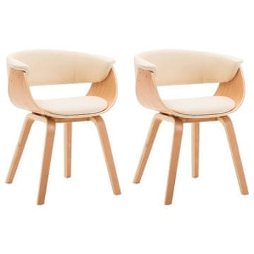 Vidaxl Blagovaonske stolice krem 2 kom savijeno drvo i umjetna koža