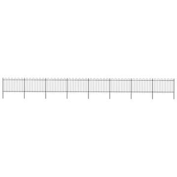 Vidaxl Vrtna ograda s obručem na vrhu Čelik 1426x120 cm Crna
