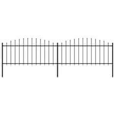 Vidaxl Vrtna ograda s ukrasnim kopljima (0,5-0,75) x 3,4 m čelična crna
