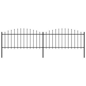 Vidaxl Vrtna ograda s ukrasnim kopljima (0,5-0,75) x 3,4 m čelična crna