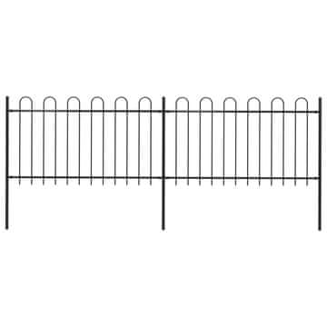 Vidaxl Vrtna ograda s obručem na vrhu Čelik 359x100 cm Crna