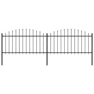 Vidaxl Vrtna ograda s vrhom koplja Čelik 359x150 cm Crna