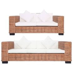 Vidaxl 2-dijelni set sofa od prirodnog ratana s jastucima