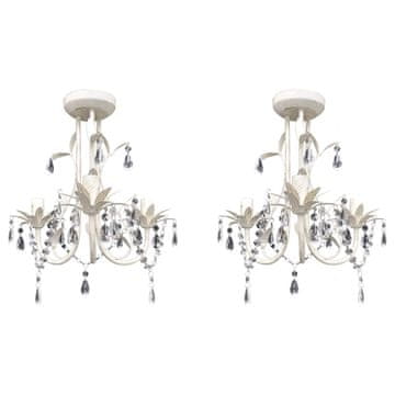 Vidaxl Kristalni viseći stropni lusteri 2 kom elegantni bijeli