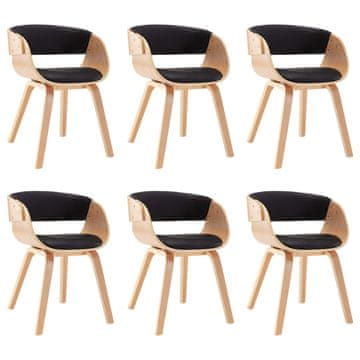 Vidaxl Blagovaonske stolice od savijenog drva i umjetne kože 6 kom crne