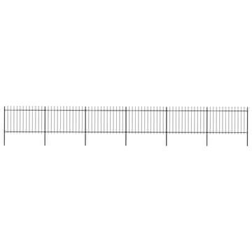 Vidaxl Vrtna ograda s vrhom koplja Čelik 1070x120 cm Crna