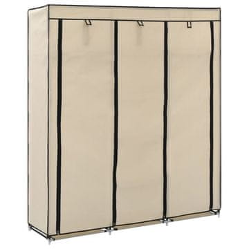 Vidaxl Ormar s pretincima i šipkama, krem, 150x45x175 cm, tkanina