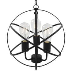 Vidaxl Viseća svjetiljka crna kuglasta s 3 žarulje E27