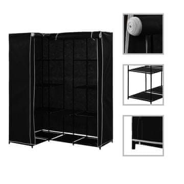 Vidaxl Kutni ormar, crni, 130 x 87 x 169 cm