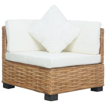 Vidaxl Kutna sofa s jastucima, prirodni ratan