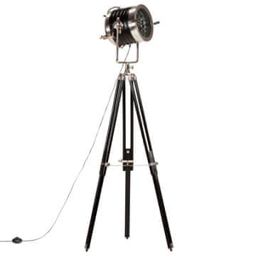 Vidaxl Podna svjetiljka s tronošcem crna od masivnog drva manga 171 cm