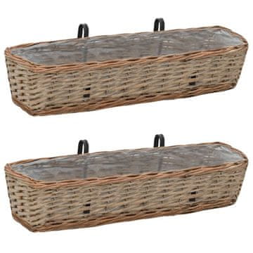 Vidaxl Balkonske žardinjere, set od 2, od pruća s PE podlogom, 80 cm