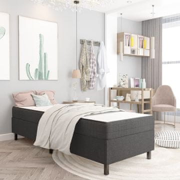 Vidaxl Krevet s boxspring podlogom, sivi, tapecirani, 100x200 cm