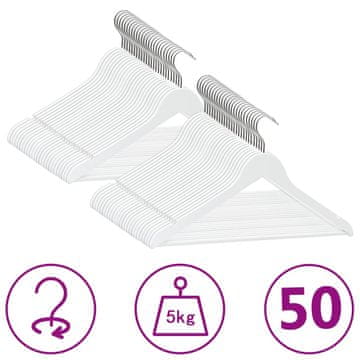 Vidaxl 50 kom. vješalica za odjeću, neklizajuće, bijele, drvene