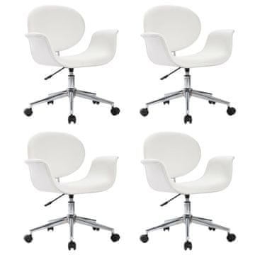 Vidaxl Okretne blagovaonske stolice 4 kom bijele od umjetne kože