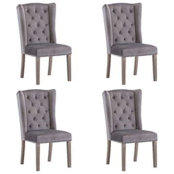 Vidaxl Blagovaonske stolice 4 kom sive baršunaste