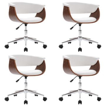 Vidaxl Okretne blagovaonske stolice od umjetne kože 4 kom bijele