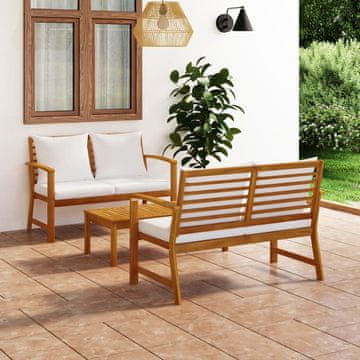 Vidaxl Vrtni set za sjedenje od 3 dijela s jastucima, akacija