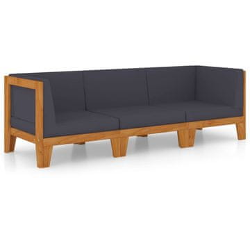 Vidaxl 3-dijelna vrtna garnitura s jastucima masivno drvo bagrema