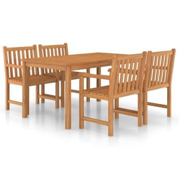 Vidaxl Vrtni blagovaonski set od 5 dijelova 150 x 90 cm masivno tikovino drvo