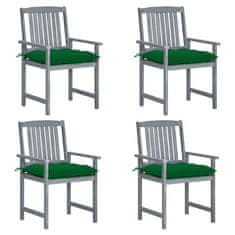 Vidaxl Vrtne stolice s jastucima 4 kom sive od masivnog drva bagrema