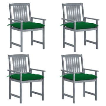 Vidaxl Vrtne stolice s jastucima 4 kom sive od masivnog drva bagrema