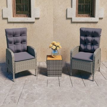 Vidaxl Vrtni bistro set od 3 dijela, PE ratan i akacija, siva