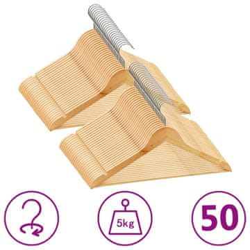 Vidaxl 50 kom. vješalica za odjeću, neklizajuće, od tvrdog drva