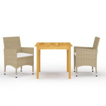 Vidaxl 3-dijelni vrtni blagovaonski set bež