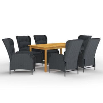 Vidaxl 7-dijelni vrtni blagovaonski set tamnosivi