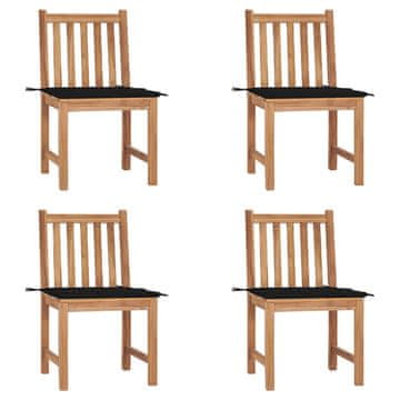 Vidaxl Vrtne stolice s jastucima 4 kom od masivne tikovine