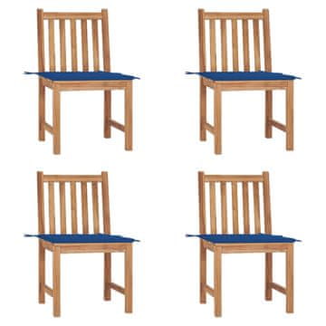 Vidaxl Vrtne stolice s jastucima 4 kom od masivne tikovine