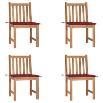 Vidaxl Vrtne stolice s jastucima 4 kom od masivne tikovine