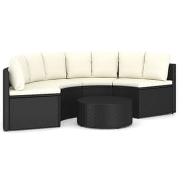 Vidaxl 5-dijelni set vrtnih sofa od poliratana s jastucima crni