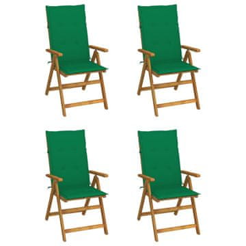 Vidaxl Vrtne stolice s naslonom i jastucima, set od 4, masivna akacija