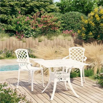 Vidaxl 3-dijelni bistro set od aluminijske legure, bijeli