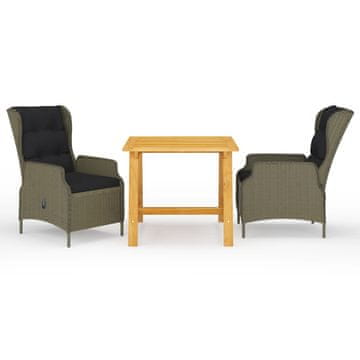 Vidaxl 3-dijelni vrtni blagovaonski set smeđi