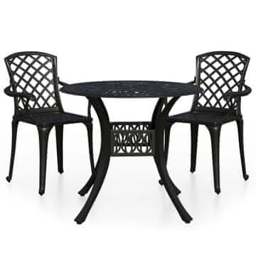Vidaxl 3-dijelni bistro set od lijevanog aluminija crni