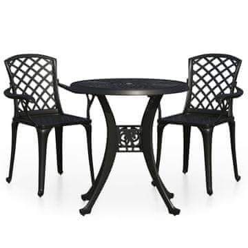Vidaxl 3-dijelni bistro set od lijevanog aluminija crni