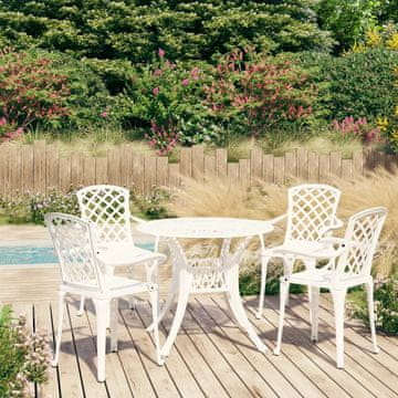 Vidaxl 3-dijelni bistro set od aluminijske legure, bijeli