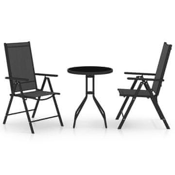 Vidaxl 3-dijelni bistro set od aluminija i tekstilena crni
