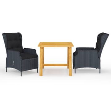 Vidaxl 3-dijelni vrtni blagovaonski set tamnosivi