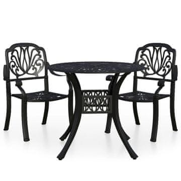 Vidaxl 3-dijelni bistro set od lijevanog aluminija crni
