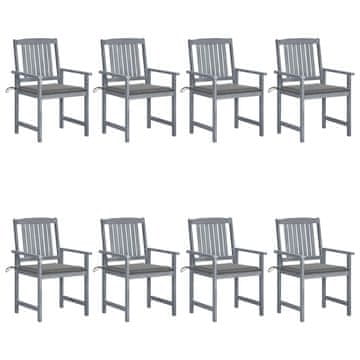 Vidaxl Vrtne stolice s jastucima 8 kom sive od masivnog drva bagrema