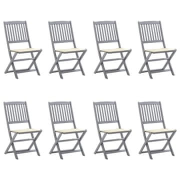 Vidaxl Sklopive vrtne stolice s jastucima 8 kom masivno bagremovo drvo