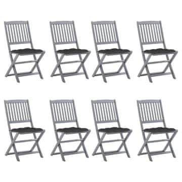 Vidaxl Sklopive vrtne stolice s jastucima 8 kom masivno bagremovo drvo