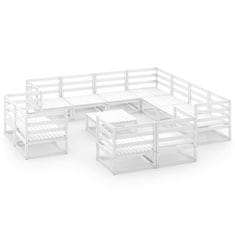 Vidaxl 12-dijelna vrtna garnitura od masivne borovine bijela