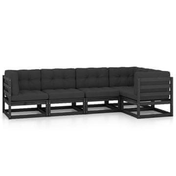 Vidaxl 5-dijelna vrtna garnitura od masivne borovine s jastucima