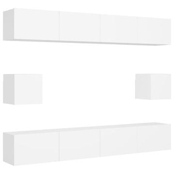 Vidaxl 6-dijelni set TV ormarića bijeli od konstruiranog drva