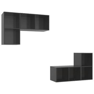 Vidaxl Zidni TV ormarići 4 kom visoki sjaj sivi od konstruiranog drva